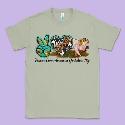 Peace Love Yorkshire Pig Classic Tee Designed By Lillyallendesigns