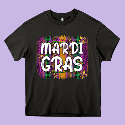 Mardi Gras Fleur De Lis Brush Stroke Heavy Core Tee Designed By Artiststas