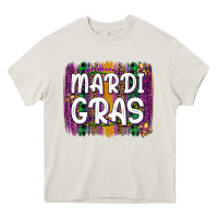 Cream mardi gras fleur de lis brush stroke Heavy Core Tee - Artiststas
