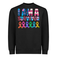 Black i am a survivor with all cancer ribbons Heavyweight Sweatshirt - AdoDesignShop