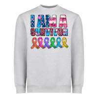 Heather Grey i am a survivor with all cancer ribbons Heavyweight Sweatshirt - AdoDesignShop