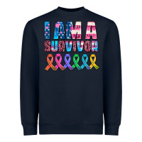 Navy i am a survivor with all cancer ribbons Heavyweight Sweatshirt - AdoDesignShop