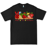 Black peace love strawberry with summer Premium Tee - texasbilliewilder