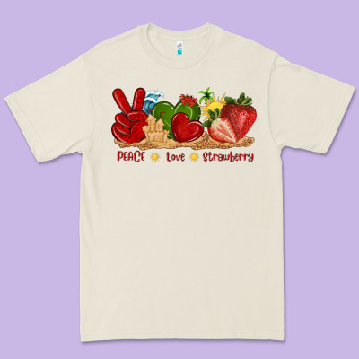 Peace Love Strawberry With Summer Premium Tee Designed By Texasbilliewilder