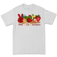 Dove Grey peace love strawberry with summer Premium Tee - texasbilliewilder