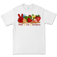 White peace love strawberry with summer Premium Tee - texasbilliewilder