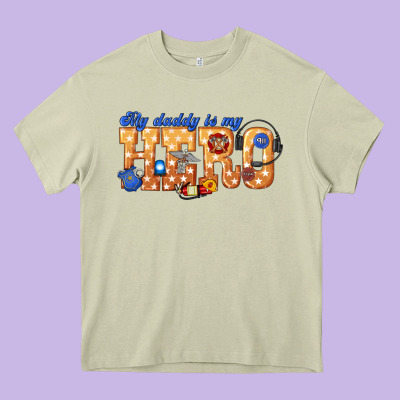 My Daddy Is My Hero Dispatcher Heavy Core Tee Designed By Texasbilliewilder