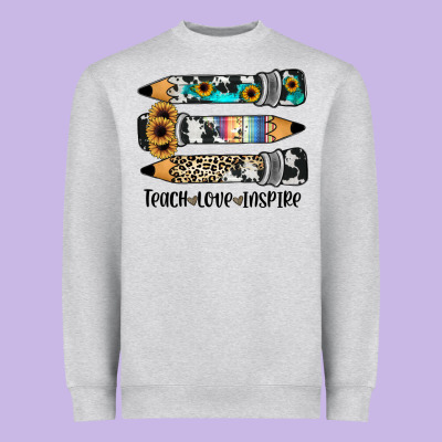 Western Pencils Teach Love Inspire Heavyweight Sweatshirt Designed By Jahusdesignshop