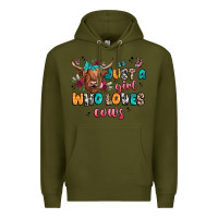 Army Green just a girl who loves cows Premium Hoodie - JahusDesignShop
