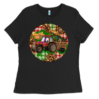 Black Christmas Farm Red Tractor Ladies Tee - RanaPortraitStore