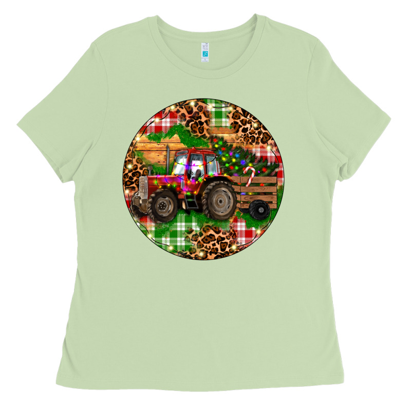 Christmas Farm Red Tractor Ladies Tee by RanaPortraitStore | Teevron