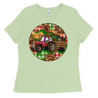 Matcha Christmas Farm Red Tractor Ladies Tee - RanaPortraitStore