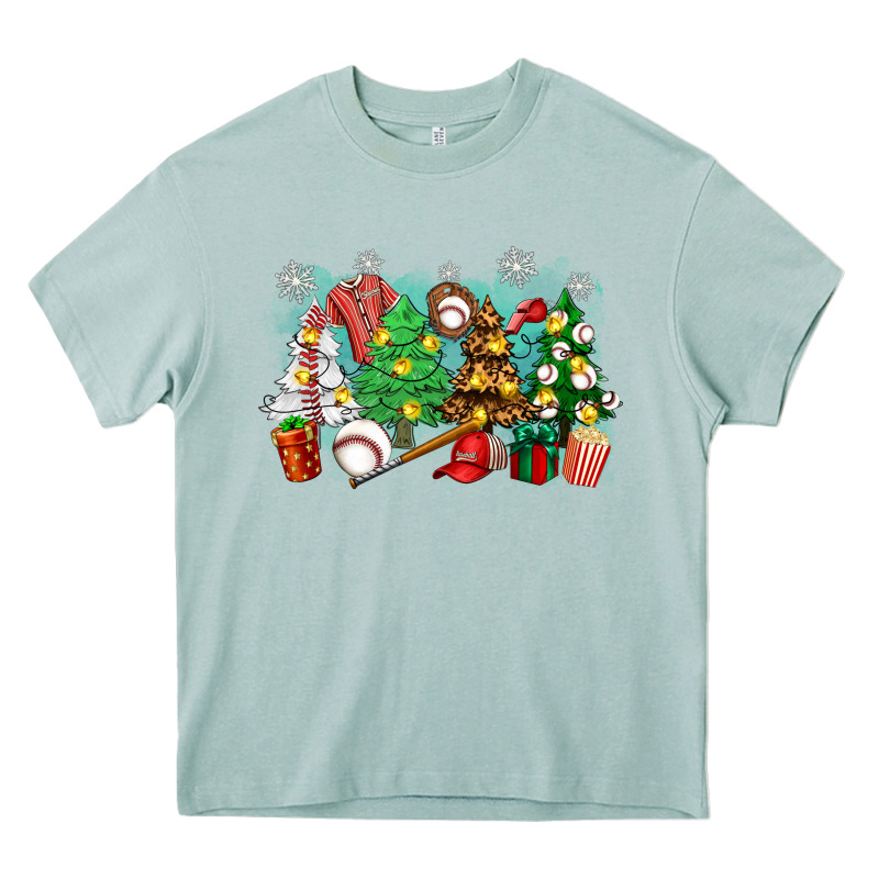 Christmas Trees With Baseball Heavy Core Tee by Zillion Design Studio | Teevron