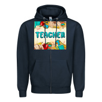 Navy teacher Zipper Hoodie - MaliasSmallBusiness