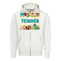 Oatmeal Heather teacher Zipper Hoodie - MaliasSmallBusiness