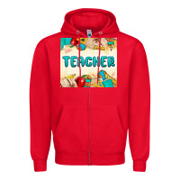 Red teacher Zipper Hoodie - MaliasSmallBusiness