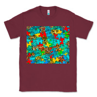 Burgundy autism awareness puzzle Classic Tee - BarkalooDesign