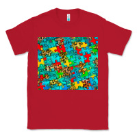 Red autism awareness puzzle Classic Tee - BarkalooDesign