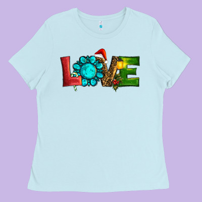 Ladies Tee Western Gemstone Christmas Love
