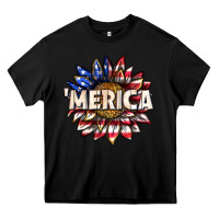 Black merica with sunflower Heavy Core Tee - texasbilliewilder
