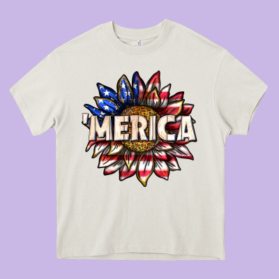 Merica With Sunflower Heavy Core Tee Designed By Texasbilliewilder