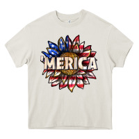 Cream merica with sunflower Heavy Core Tee - texasbilliewilder