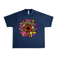 Navy tie dye leopard sunflower Urban Heavy Tee - Artiststas