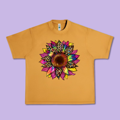 Tie Dye Leopard Sunflower Urban Heavy Tee Designed By Artiststas