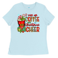 Baby Blue i run on coffee and christmas cheer Ladies Tee - Zillion Design Studio