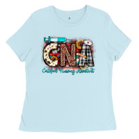Baby Blue Christmas cna certified nursing assistant Ladies Tee - JahusDesignShop