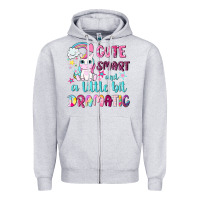 Heather Grey cute smart and a little bit dramatic with unicorn Zipper Hoodie - NancyCooperArtShop