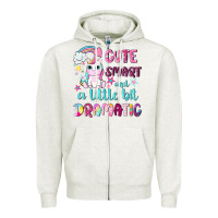 Oatmeal Heather cute smart and a little bit dramatic with unicorn Zipper Hoodie - NancyCooperArtShop