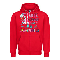 Red cute smart and a little bit dramatic with unicorn Zipper Hoodie - NancyCooperArtShop