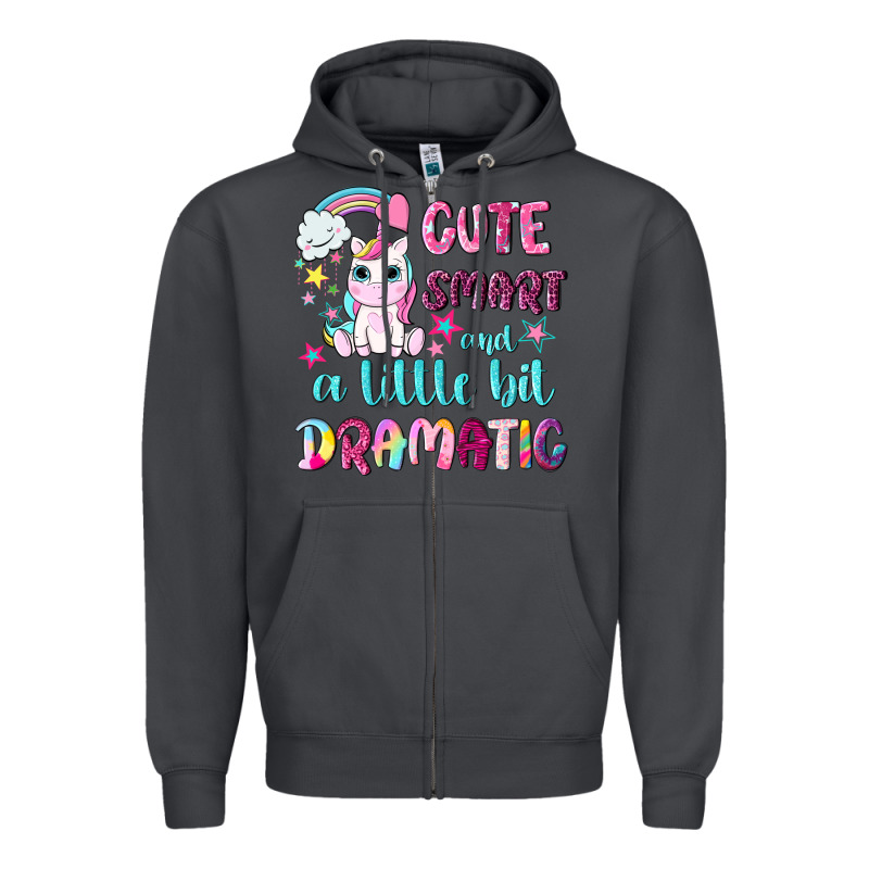 Cute Smart And A Little Bit Dramatic With Unicorn Zipper Hoodie by NancyCooperArtShop | Teevron
