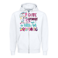 White cute smart and a little bit dramatic with unicorn Zipper Hoodie - NancyCooperArtShop
