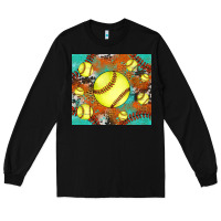 Softball Cowhide Turquoise Glitter Tumbler Long Sleeve Tee | Teevron