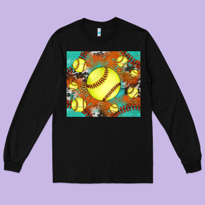 Softball Cowhide Turquoise Glitter Tumbler Long Sleeve Tee Designed By Jasminsmagicworld