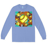 Colony Blue softball cowhide turquoise glitter tumbler Long Sleeve Tee - Jasminsmagicworld