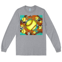 Heather Grey softball cowhide turquoise glitter tumbler Long Sleeve Tee - Jasminsmagicworld