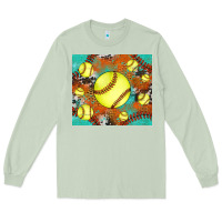 Matcha softball cowhide turquoise glitter tumbler Long Sleeve Tee - Jasminsmagicworld