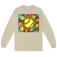 Mushroom softball cowhide turquoise glitter tumbler Long Sleeve Tee - Jasminsmagicworld
