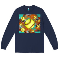Navy softball cowhide turquoise glitter tumbler Long Sleeve Tee - Jasminsmagicworld