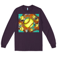 Plum softball cowhide turquoise glitter tumbler Long Sleeve Tee - Jasminsmagicworld
