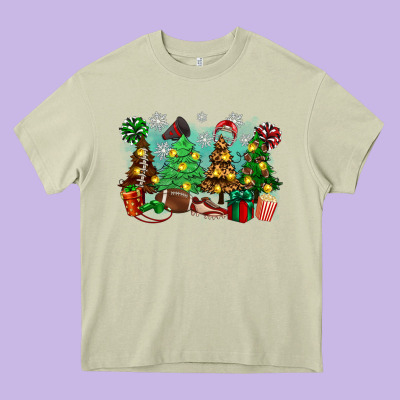 Christmas Trees With Football Heavy Core Tee Designed By Zillion Design Studio
