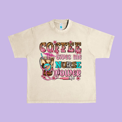 Coffee Gives Me Nurse Power Urban Heavy Tee Designed By Adodesignshop