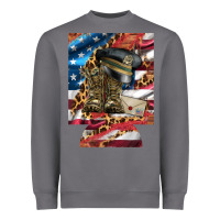 Storm usa flag and leopard with boots 12 oz regular can cooler Heavyweight Sweatshirt - Artiststas