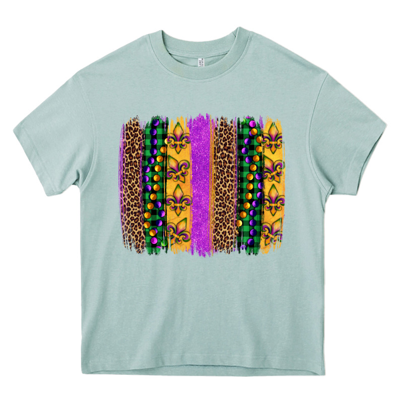 Mardi Gras Fleur De Lis And Beads Brush Stroke Heavy Core Tee by Artiststas | Teevron