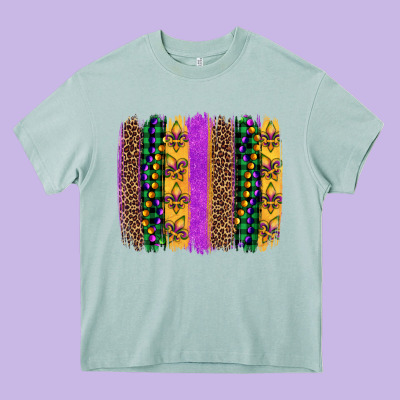 Mardi Gras Fleur De Lis And Beads Brush Stroke Heavy Core Tee Designed By Artiststas