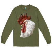 Army Green Leghorn Rooster Head Long Sleeve Tee - LillyAllenDesigns
