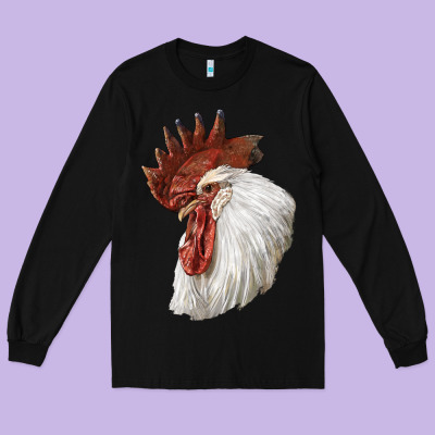 Leghorn Rooster Head Long Sleeve Tee Designed By Lillyallendesigns